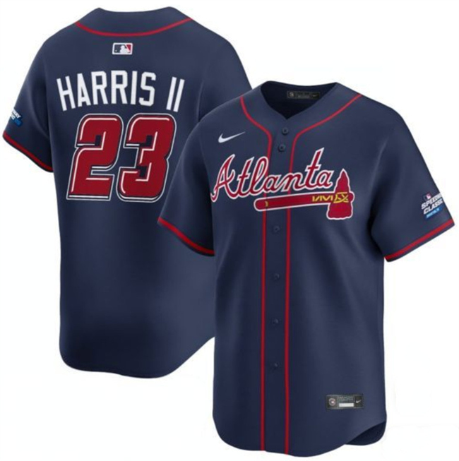 Men's Navy Atlanta Braves #23 Michael Harris II 2025 Speedway Classic Alternate Limited Stitched Baseball Jersey